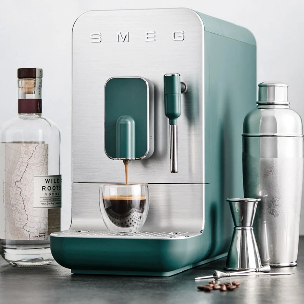 SMEG Matte Jade Green Automatic Coffee and Espresso Machine with Milk Frother