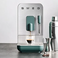 SMEG Matte Jade Green Automatic Coffee and Espresso Machine with Milk Frother