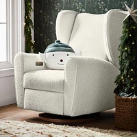 Seesaw Cream Boucle Electronic Swivel Glider Power Recliner Nursery Chair with Natural Wood Base