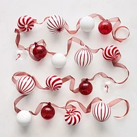 Red and White Striped Glass Christmas Tree Ornaments, Set of 4
