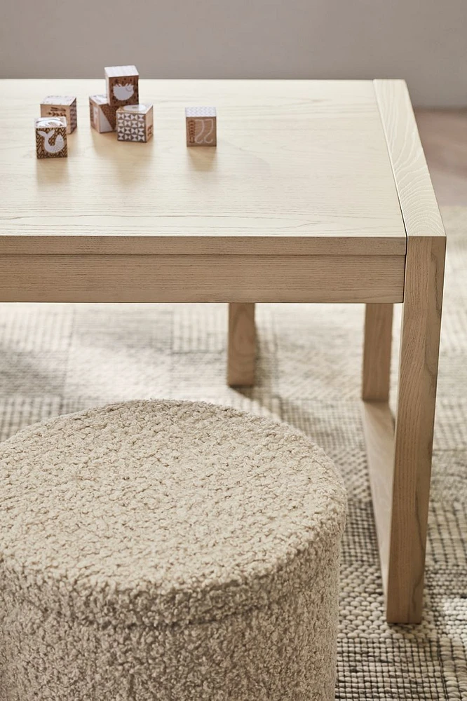 Set of Dot Cream White Sherpa Kids Storage Ottoman and Stool