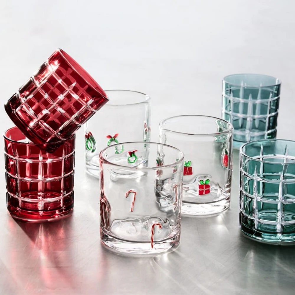 Windowpane 11-Oz. Red Double Old-Fashioned Glass