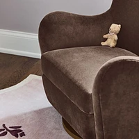 Embrace Chocolate Brown Velvet Swivel Glider Nursery Chair by Jeremiah Brent