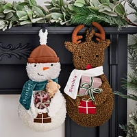 Sherpa Snowman Kids Christmas Stocking
