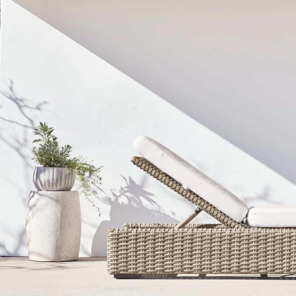 Abaco Resin Wicker Outdoor Chaise Lounge with Natural Sunbrella ® Cushion