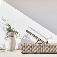 Abaco Resin Wicker Outdoor Chaise Lounge with Natural Sunbrella ® Cushion
