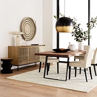 Lowe Ivory Leather Dining Chair with Ebony Wood Legs, Set of 4