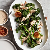 Oven-to-Table Oval Serving Platter with Wood Stand