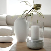 Curve Marble and Glass Hurricane Candle Holder 6.5"