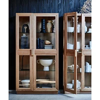 Calypso Glass and Natural Wood Storage Cabinet