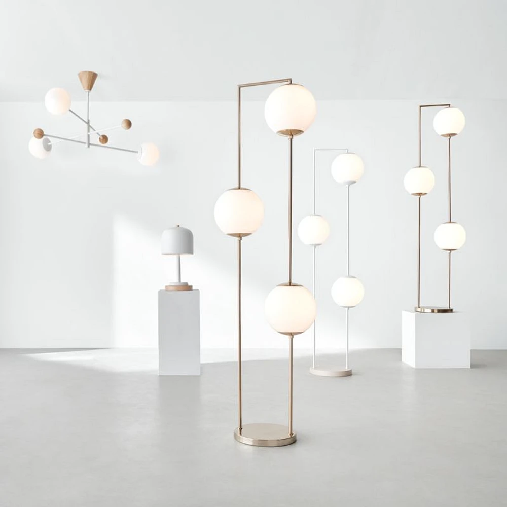 Cosmos White Metal Kids Floor Lamp with Wood Base