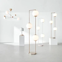 Cosmos White Metal Kids Floor Lamp with Wood Base