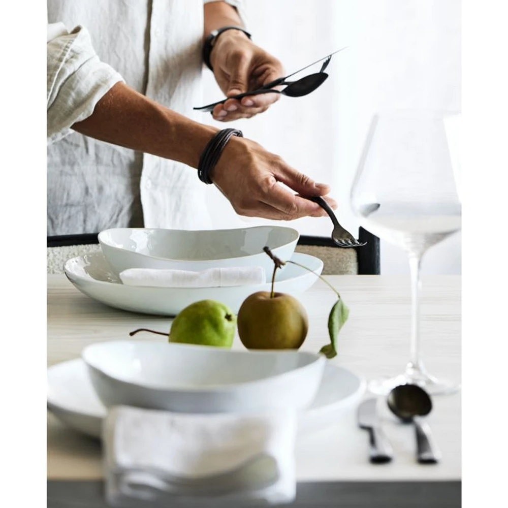 Mercer White Porcelain Low Bowls, Set of 8