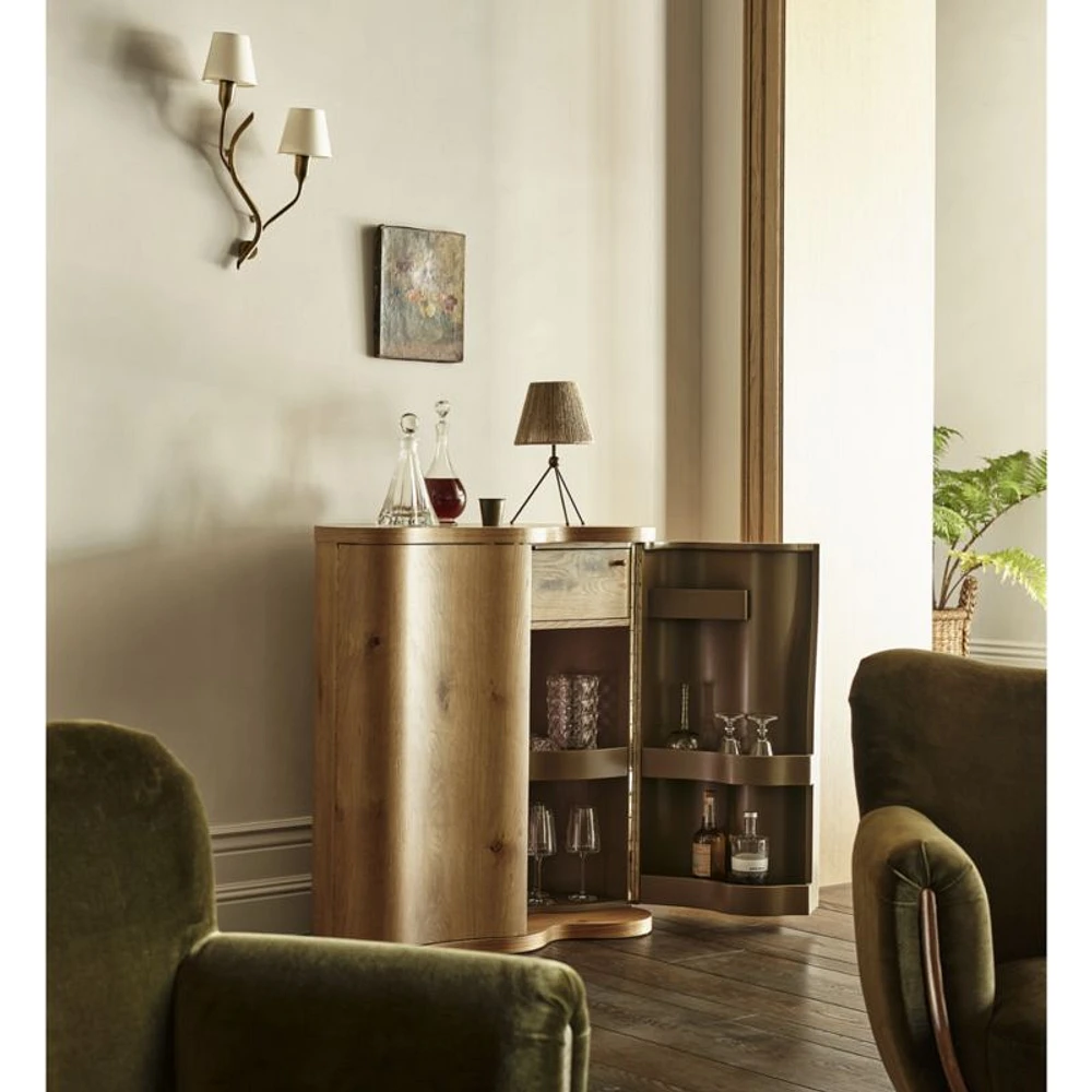 Winslow Natural Oak Wood Bar Cabinet by Jake Arnold