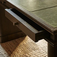 Jake Cocoa Leather and Elm Wood Desk with Drawers by Jake Arnold