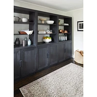 Calypso Black Wood Modular Elm Wood-Door Base and Bookshelf Hutch