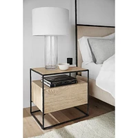 Dahlia Large Hand-Forged Steel and Oak Wood Nightstand with Storage