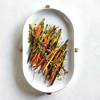 Oven-to-Table Oval Serving Platter with Wood Stand