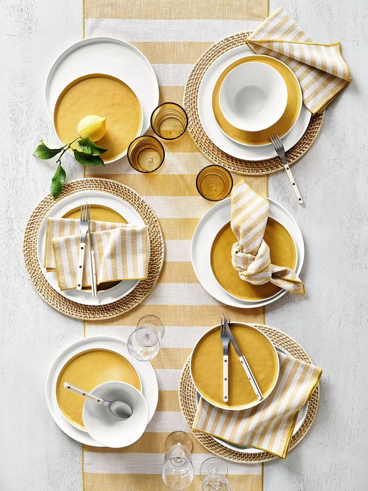 Merrow Stitch Yellow Stripe Napkins, Set of 4