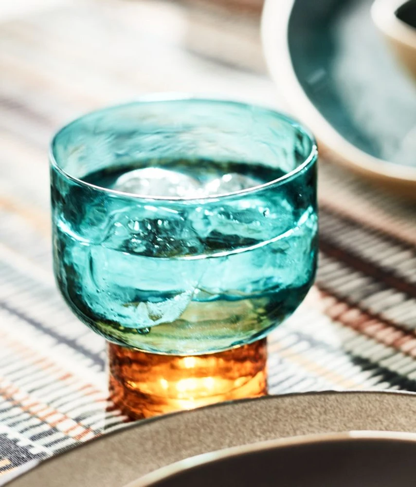 Kuruwa 12-Oz. Clear and Grey Hammered Glass Double Old-Fashioned Glass by Eric Adjepong