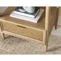 Set of 2 Bodie Natural Oak Wood Kids Nightstand with Drawer