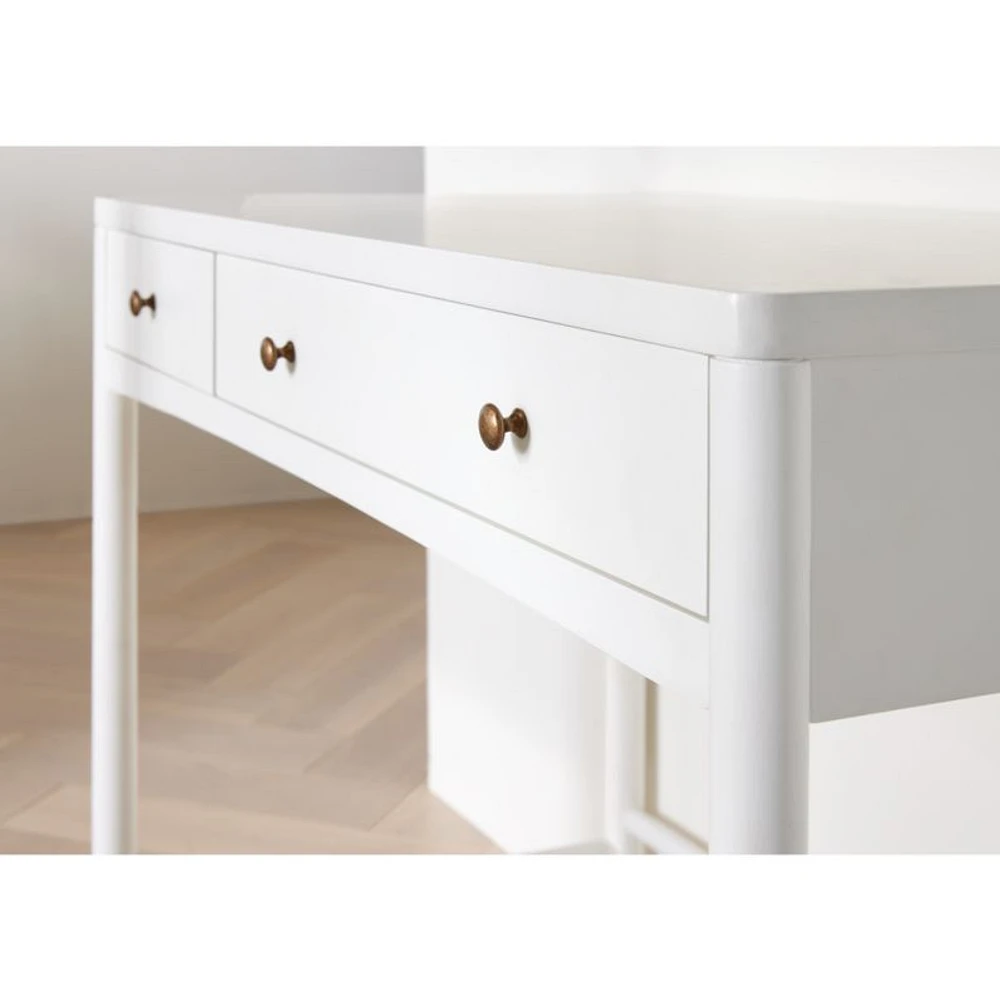 Hampshire White Wood 2-Drawer Kids Desk