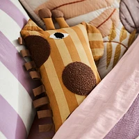 Giraffe Face Striped Embroidered Kids Throw Pillow