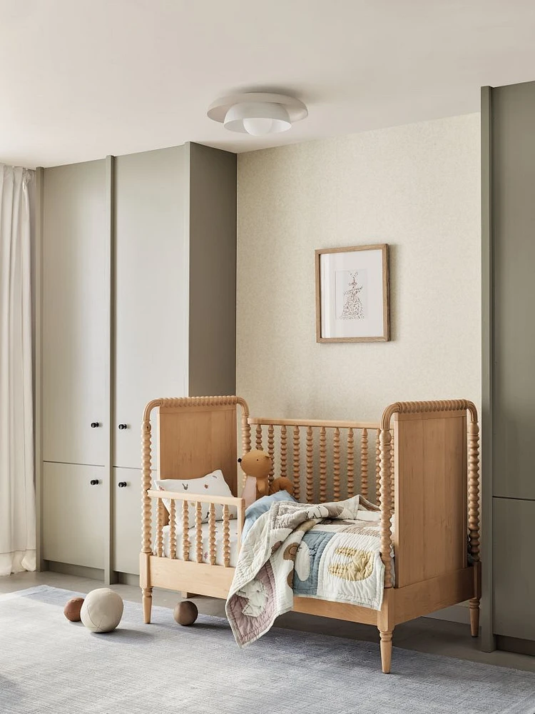 Jenny Lind Heirloom Maple Wood Convertible Baby Crib with Toddler Bed Rail