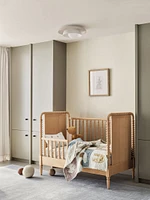 Jenny Lind Heirloom Maple Wood Convertible Baby Crib with Toddler Bed Rail