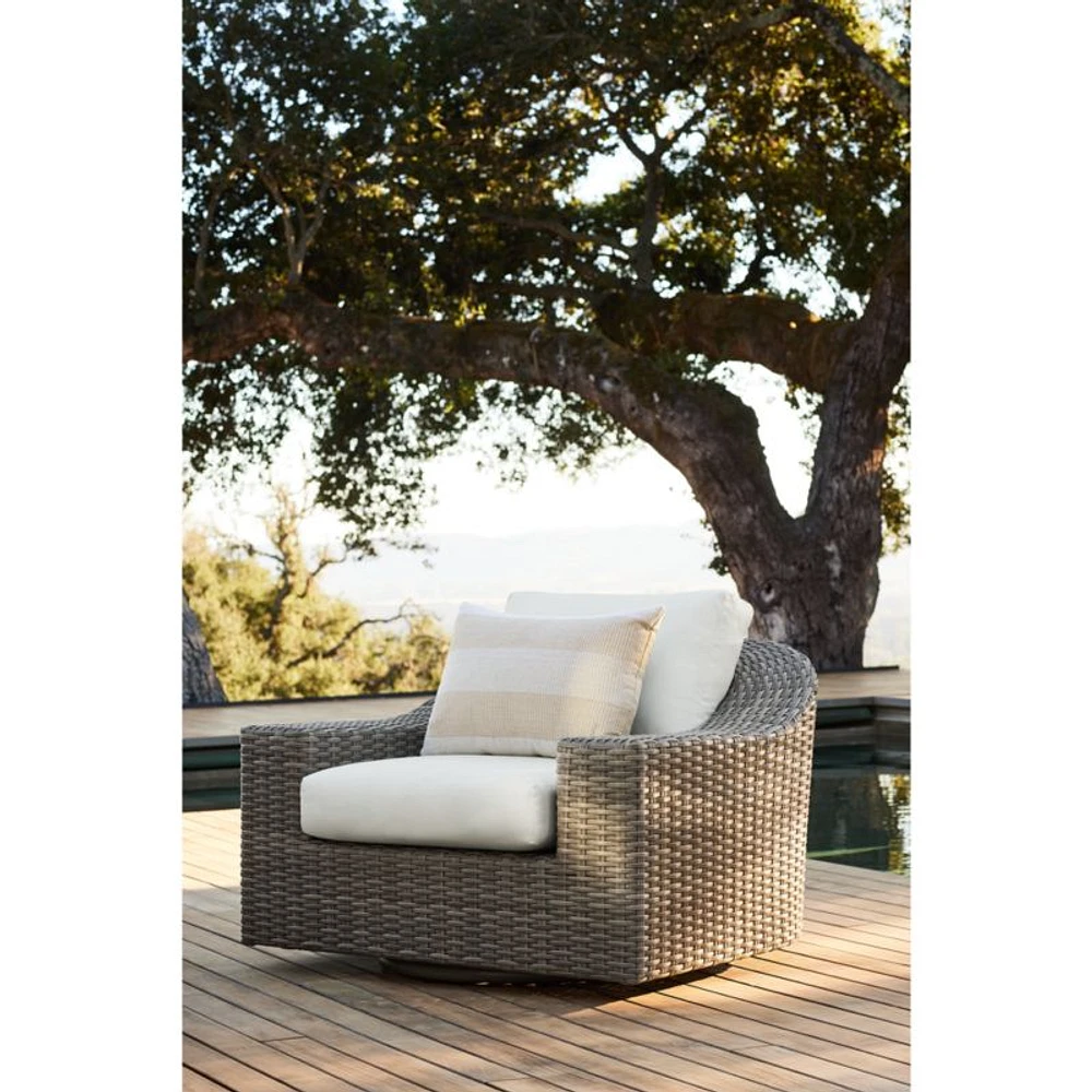Abaco Resin Wicker Outdoor Swivel Lounge Chair with Natural Sunbrella ® Cushions