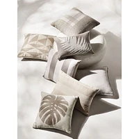 Sunbrella ® Solid 20"x20" Tan Textured Outdoor Throw Pillow