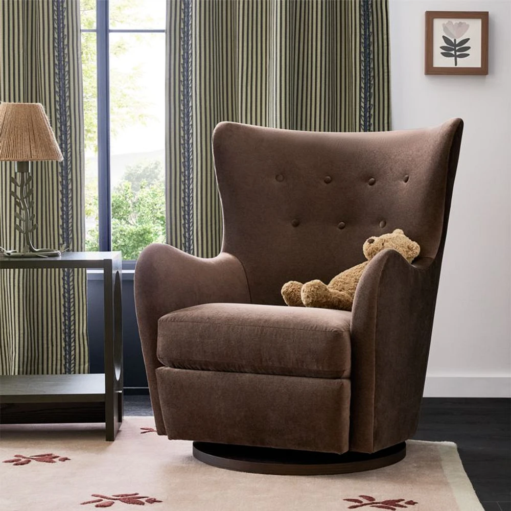 Embrace Chocolate Brown Velvet Swivel Glider Nursery Chair by Jeremiah Brent