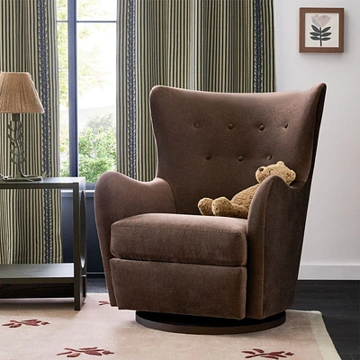 Embrace Chocolate Brown Velvet Swivel Glider Nursery Chair by Jeremiah Brent