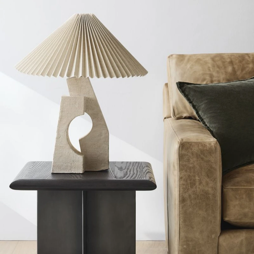 Ruins Ceramic Sculptural Table Lamp with Pleated Shade by Athena Calderone 20
