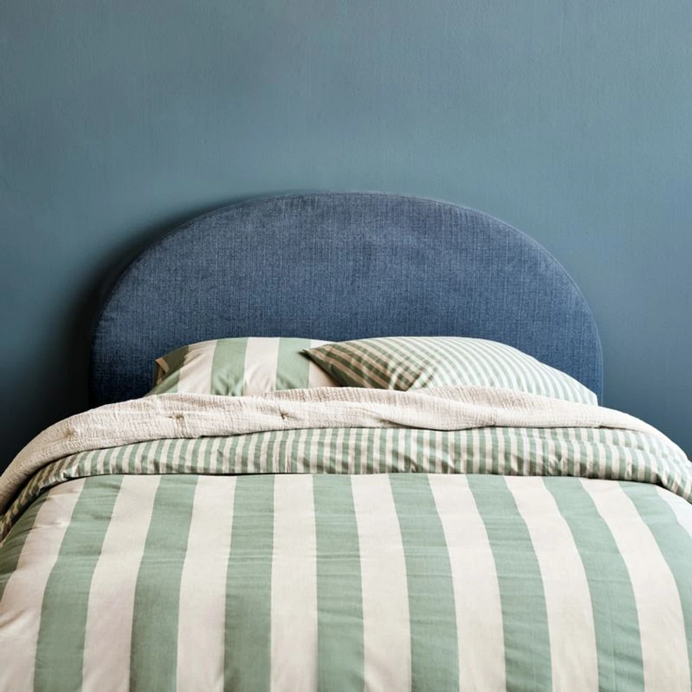 Emma Denim Blue Upholstered Arched Kids Full Headboard
