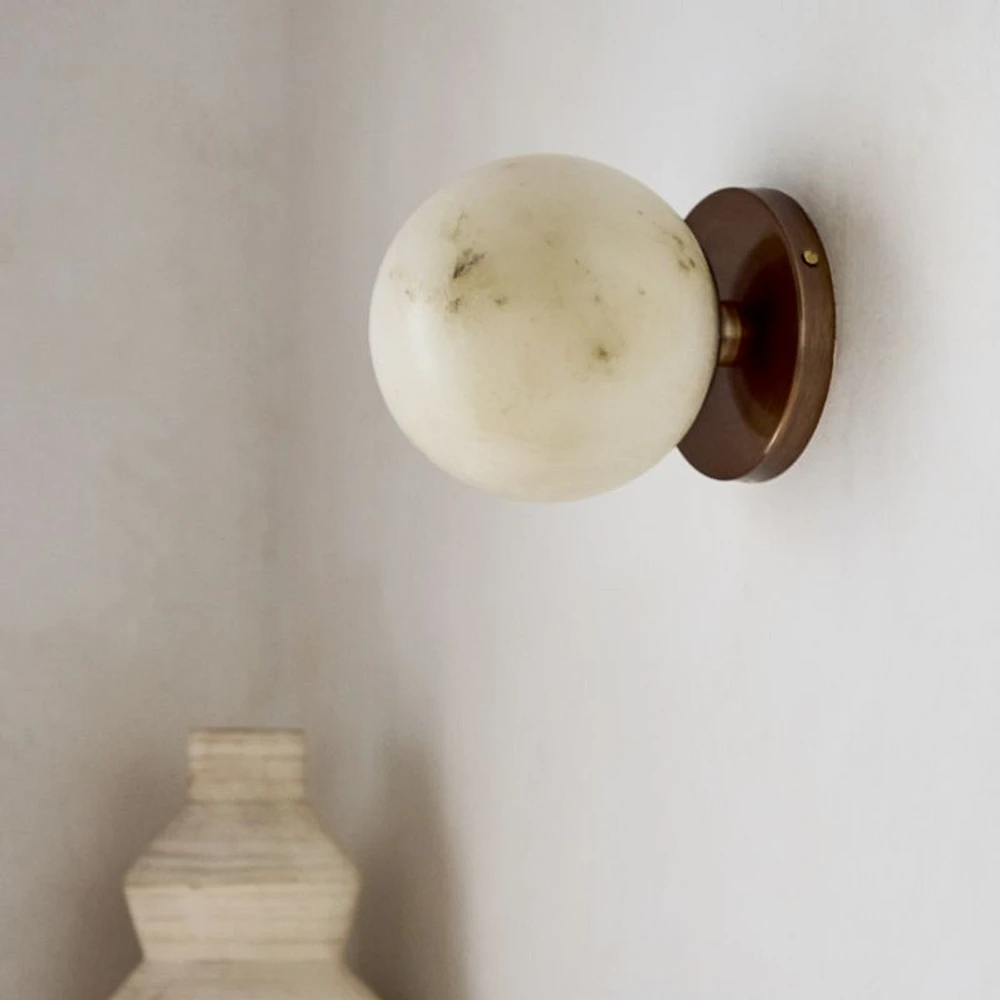 Alba White Alabaster Dual Wall Sconce and Flush Mount Light