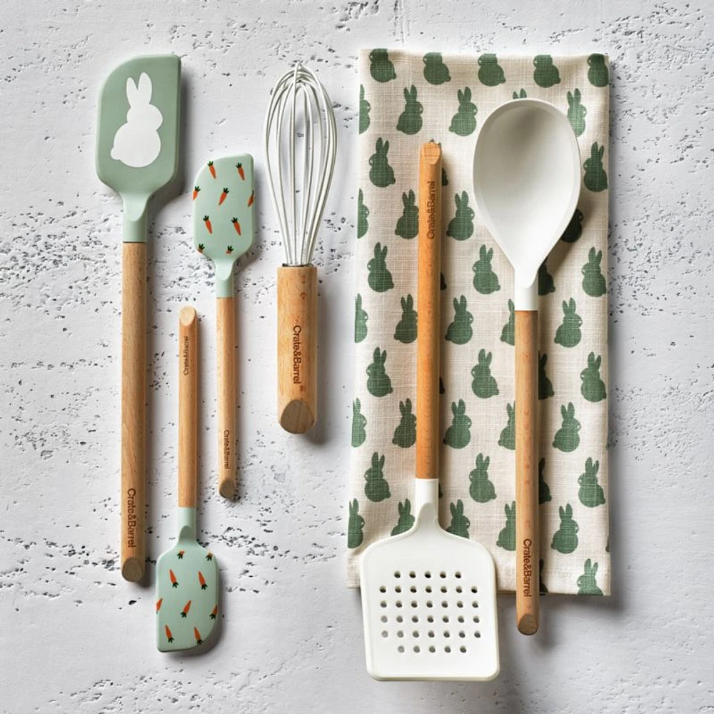 Bunny Dusty Blue Green Silicone and Wood Scraper Spatula