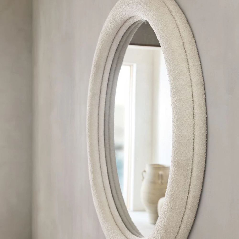 Harris White Boucle Round Wall Mirror 45"