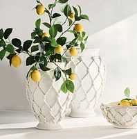 Corda Large White Ceramic Rope Vase 20"