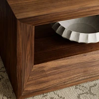 Vernon Walnut Wood 56" Rectangular Coffee Table with Shelf