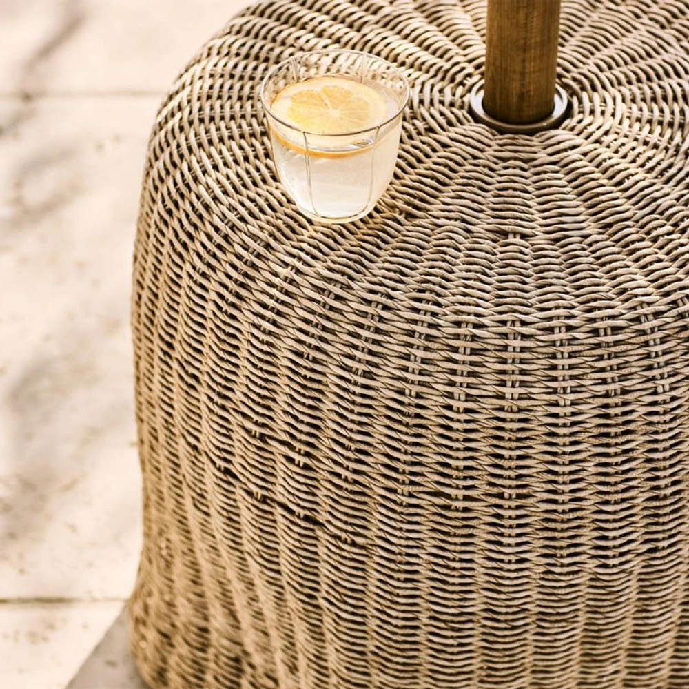 The Felix Wicker Outdoor Umbrella Side Table by Jake Arnold