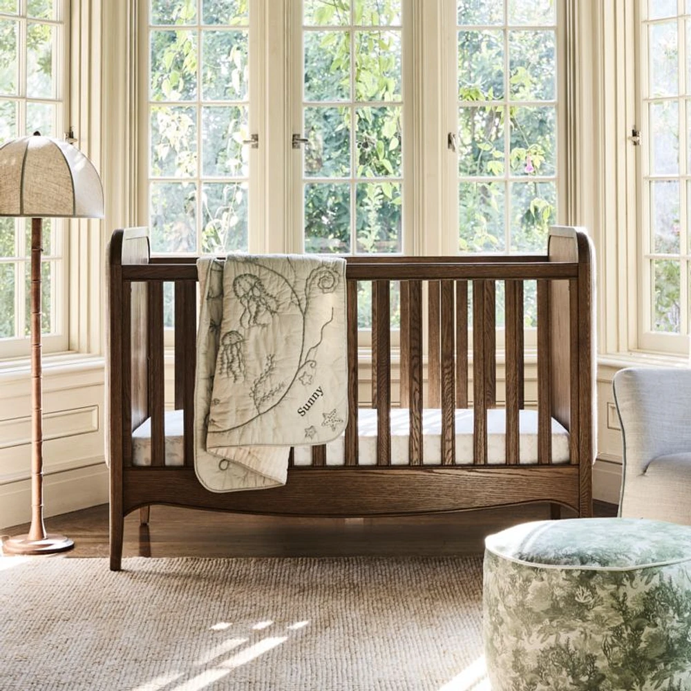 Bacton Oak Wood Convertible Baby Crib with Toddler Bed Rail by Jake Arnold