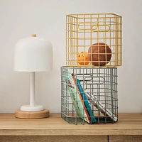 Outline Sage Wire Metal Storage Bin with Handles