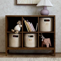 Nella Cream Cotton Waffle Weave Small Shelf Bin with Handles
