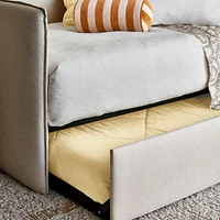 Noa Cream Kids Twin Daybed with Storage and Trundle Bed