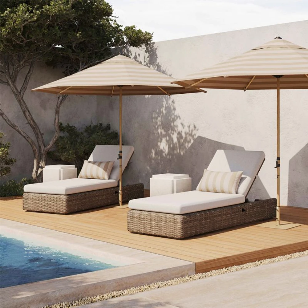 Abaco Resin Wicker Outdoor Chaise Lounge with Natural Sunbrella ® Cushion
