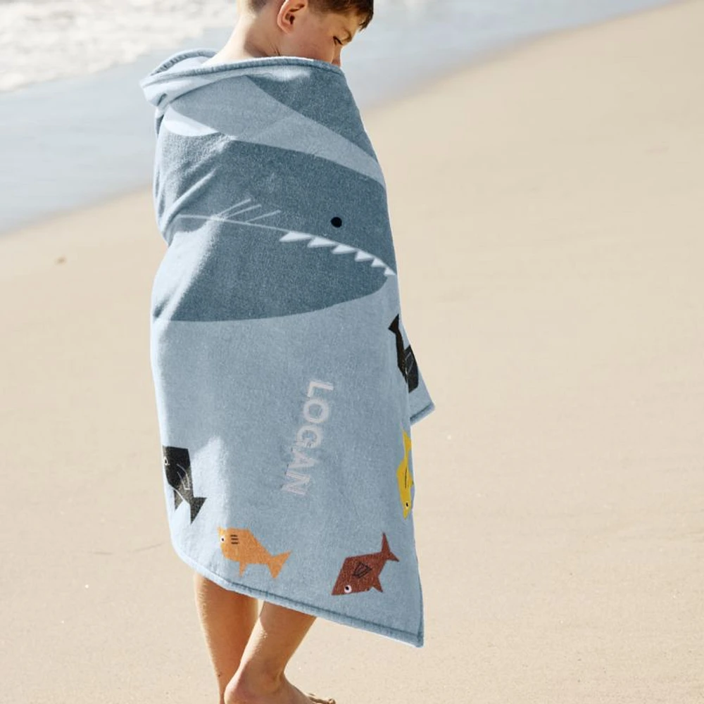 Shark Printed Organic Cotton Kid Beach Towel