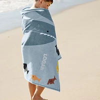 Shark Printed Organic Cotton Kid Beach Towel