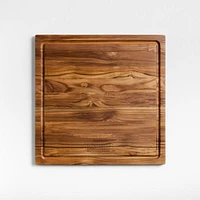 Crate & Barrel Reversible Teak Wood Cutting Board 16"x16"x0.75"
