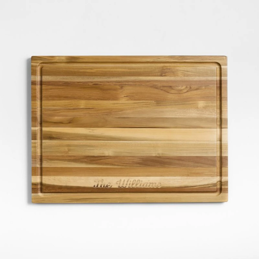 Crate & Barrel Reversible Teak Wood Cutting Board 24"x18"x0.75"